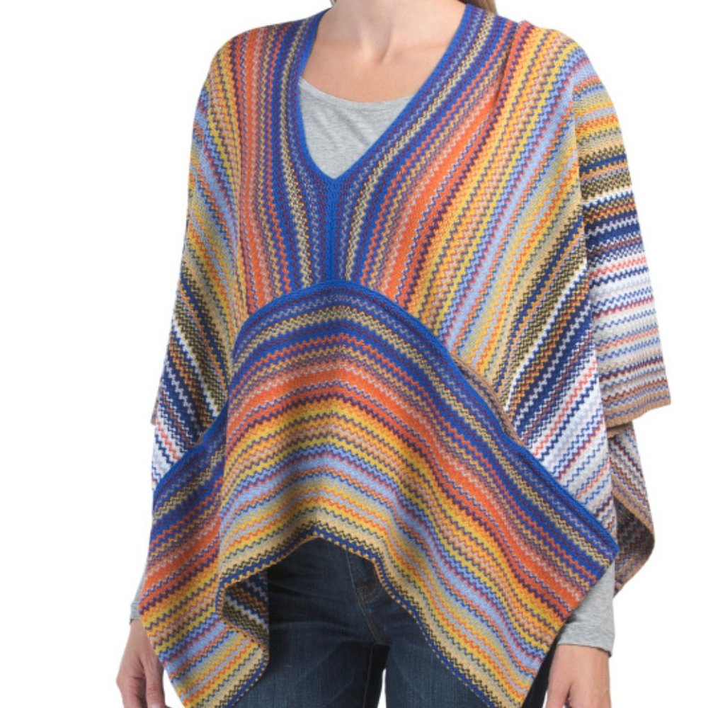 Last Piece!!! Made In Italy Wool Patterned Poncho from MISSONI - Picture 8 of 9